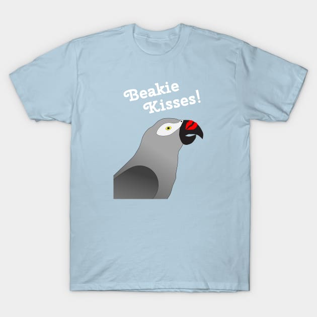 African Grey Parrot Beakie Kisses T-Shirt by Einstein Parrot